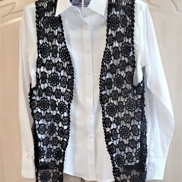 Floral Crochet Knit Boho  Black Vest - Picture 2 of 13